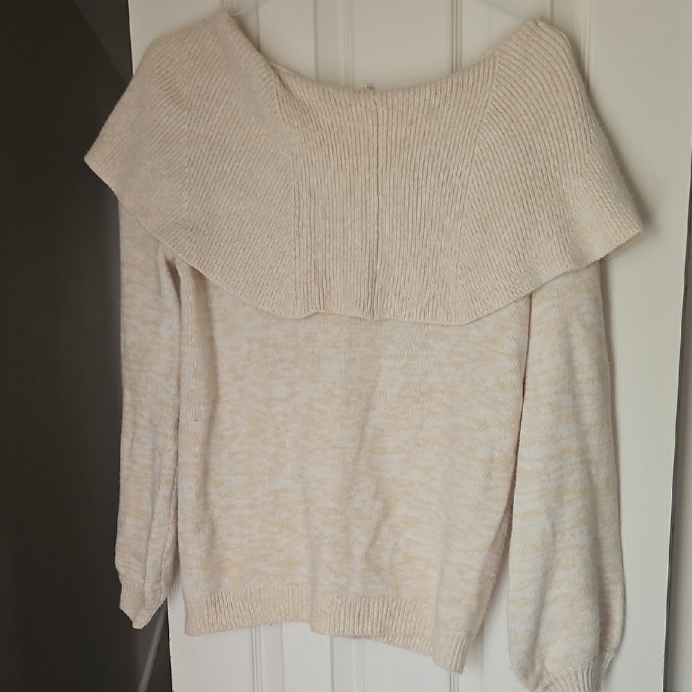 Elegant Cream Off-Shoulder Sweater